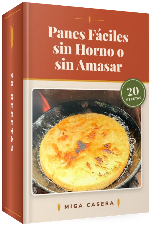 Portada de Panes Fáciles sin Horno o sin Amasar (20 recetas) (PDF digital de Miga Casera)