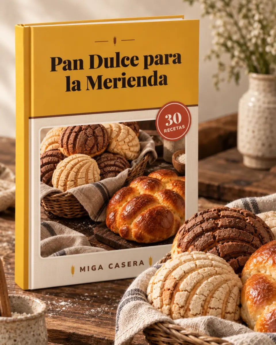 Portada de Pan Dulce para la Merienda en mockup 3D · Miga Casera